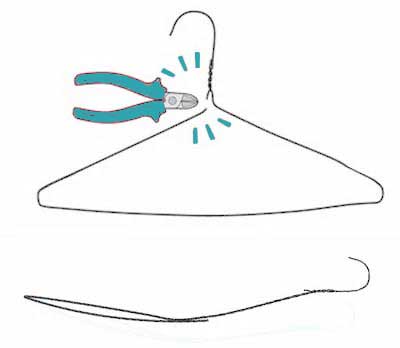 Δημιουργία άγκιστρου από κρεμάστρα για απόφραξη αποχέτευσης.