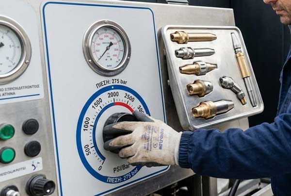 Η απόφραξη αποχέτευσης με πιεστικό υδροβολής μπορεί να ρυθμίζει την ισχύ της πίεσης.