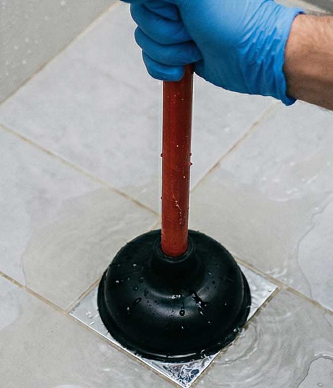 Βεντούζα απόφραξης σε σιφώνι δαπέδου